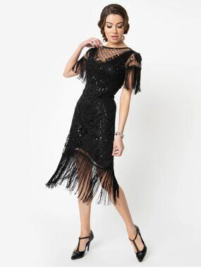 Charleston *Flapper* Dress Size M by Unique Vintage